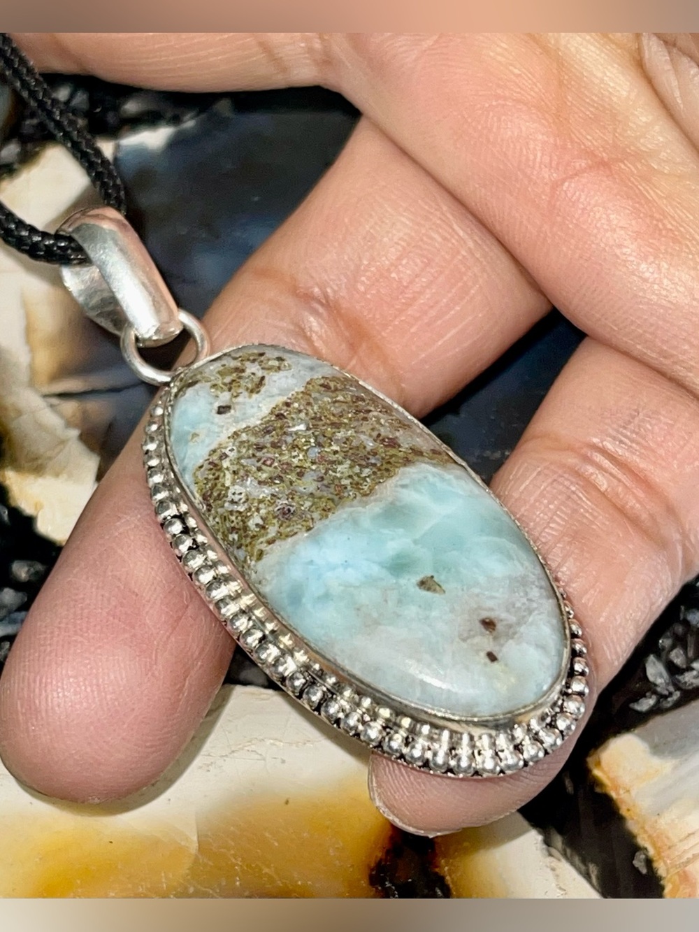 Dominican Larimar Pendant 2 1/4”